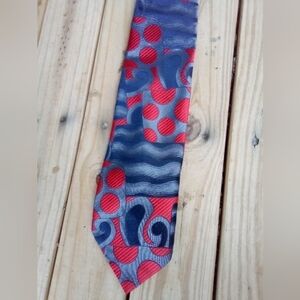 Men's Vintage Beau Geste Abstract Necktie Tie Red & Blue